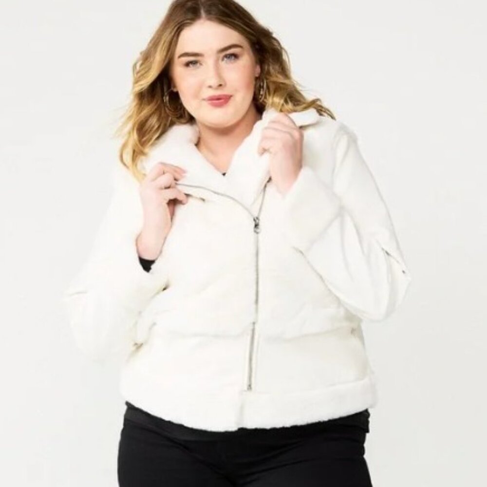NWT Nine West -Leather and Fur Jacket